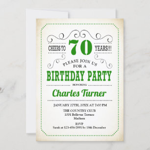 Invitation 70e fête d'anniversaire - Retro Crémeux Blanc et V