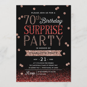 Invitation 70e Parties scintillant Confetti Surprise Party In