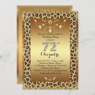 Invitation 72e anniversaire, fête d'anniversaire 72e, or Roya