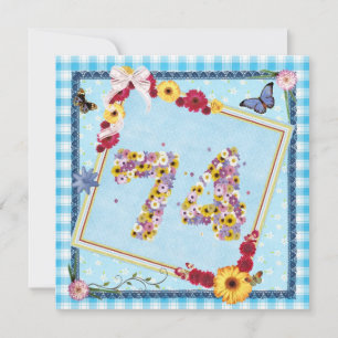 Invitation 74e fête d'anniversaire Fleurs d'invitation, papil