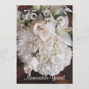 Invitation 75 Fête d'anniversaire/Fleur blanche élégante