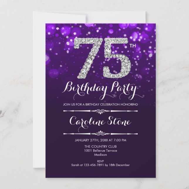 Invitation 75e anniversaire - Argent violet (Devant)