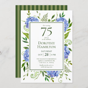 Invitation 75e anniversaire Blue Hydrangeas