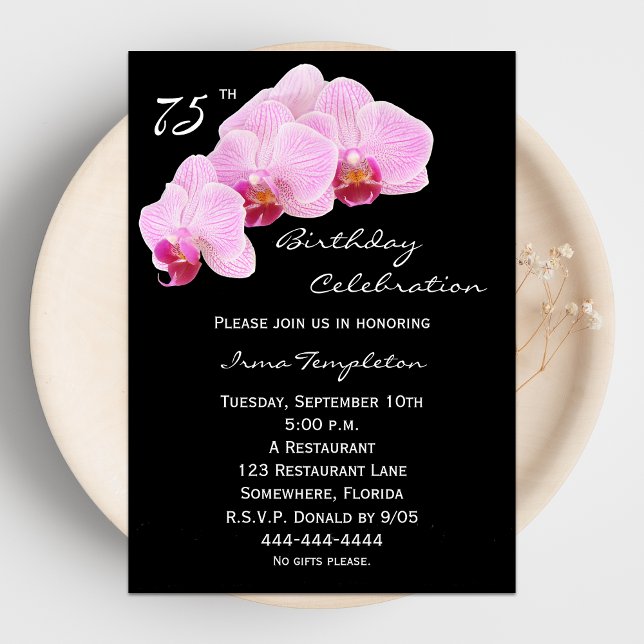 Invitation 75e anniversaire de fête Orchidées (Créateur téléchargé)