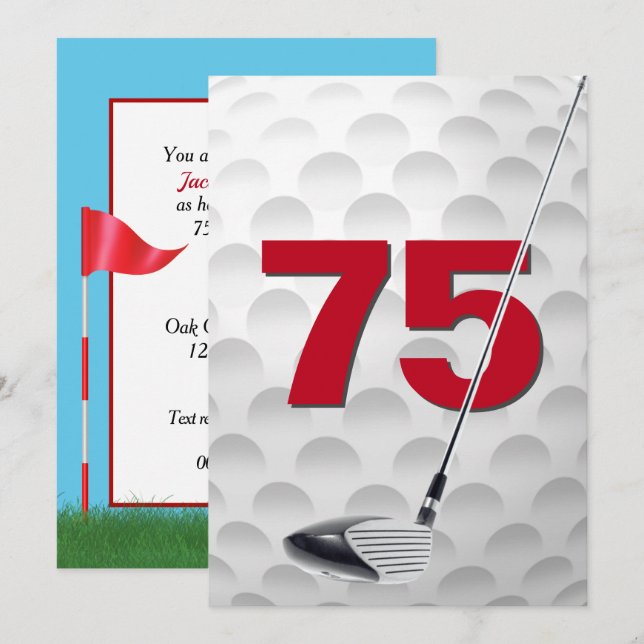Invitation 75e Anniversaire de la fête de golf Thème (Devant / Derrière)