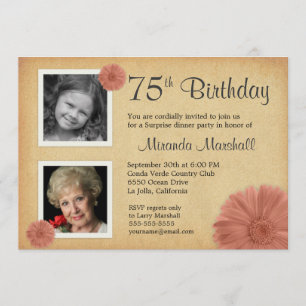 Invitation 75e anniversaire de la fête Rustic Daisy 2 Invitat