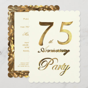 Invitation 75e Anniversaire Gold Ivory Élégant