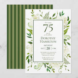 Invitation 75e anniversaire Hydrangeas blanches