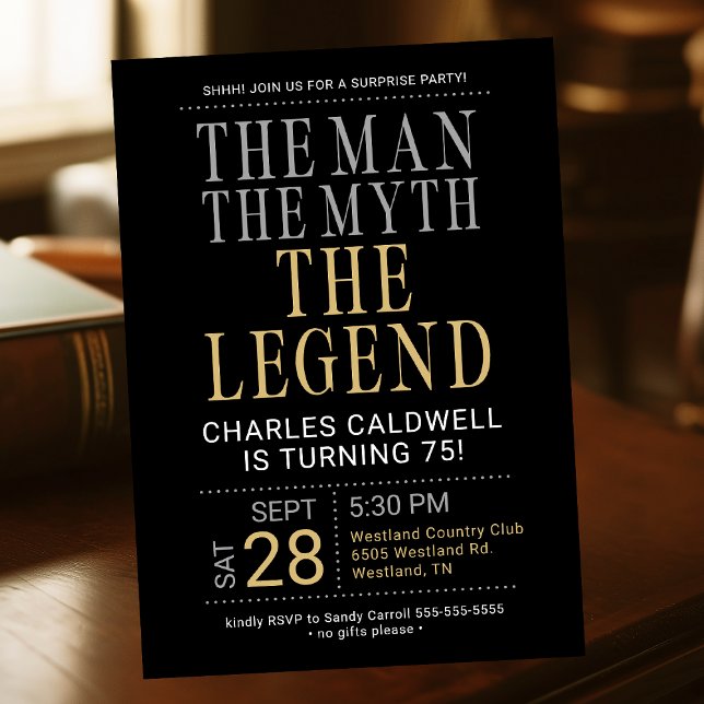 Invitation 75e anniversaire L'homme Le mythe La légende (Créateur téléchargé)
