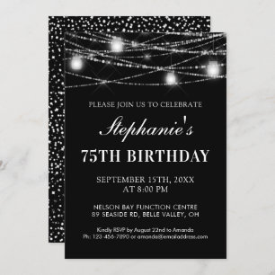Invitation 75e anniversaire String Lights Jars Noir Blanc