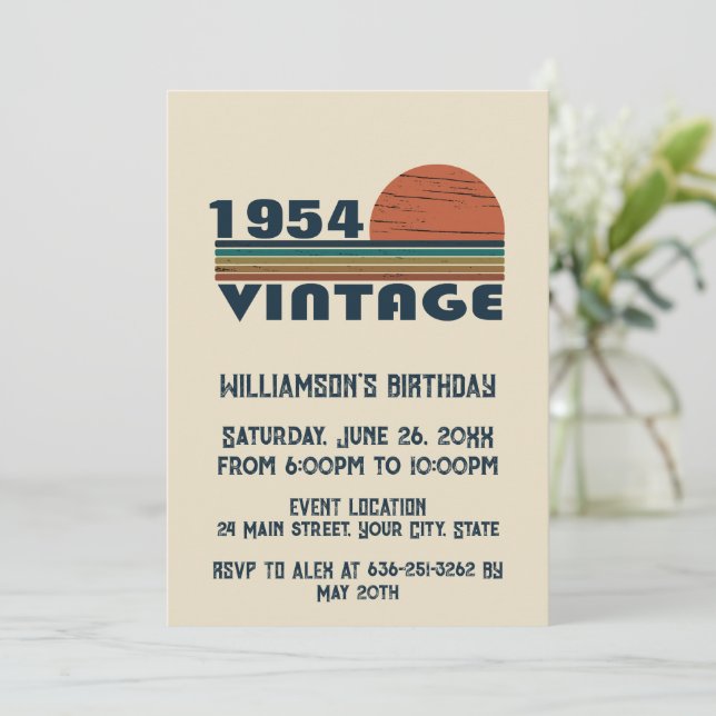 Invitation 75e anniversaire vintage personnalisé (Debout devant)