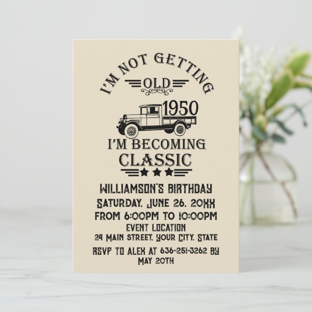 Invitation 75e anniversaire vintage personnalisé (Debout devant)
