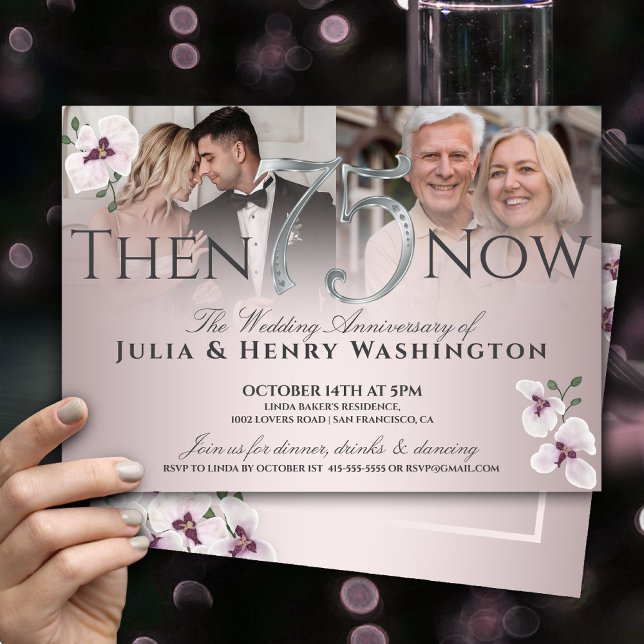 Invitation 75th Anniversary Graceful Orchid Then And Now (Créateur téléchargé)