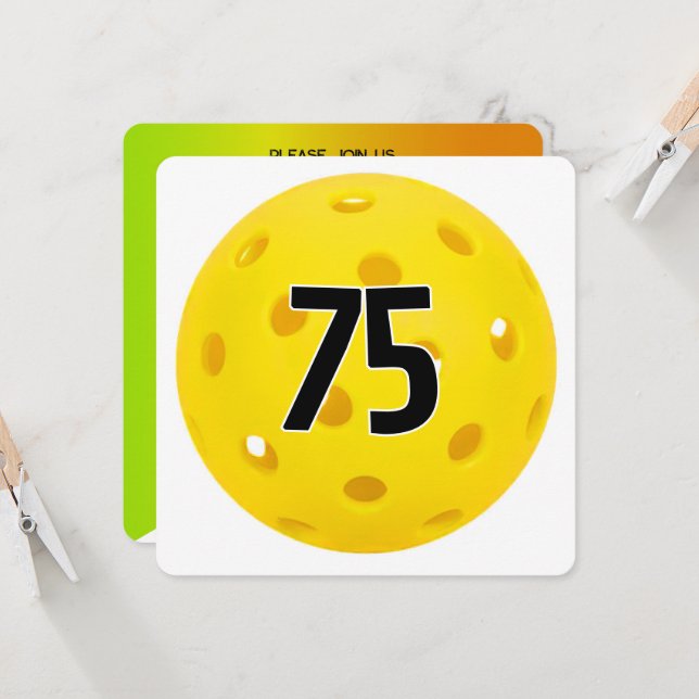 Invitation 75th Birthday Pickleball Party (Devant/Arrière en situation)
