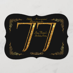 Invitation 77e, fête d'anniversaire 77e, grand Gatsby, noir e