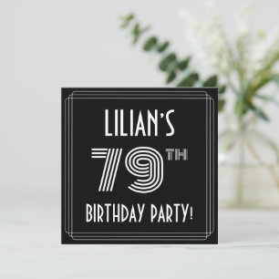Invitation 79e fête d'anniversaire : Art Déco Style avec nom