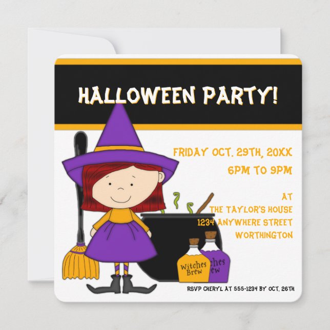 Invitation 7 de partie de Halloween de l'enfant de (Devant)