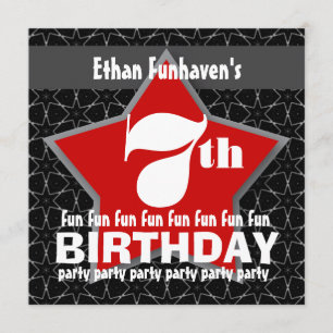 Invitation 7e anniversaire Black Red White STAR V07
