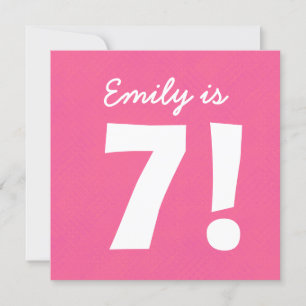 Invitation 7e anniversaire Nom personnalisé Points roses pour