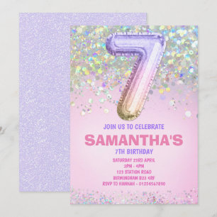 Invitation 7e anniversaire, Parties scintillant arc-en-ciel A