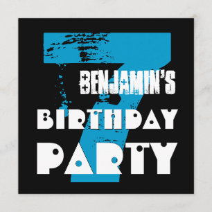Invitation 7e fête d'anniversaire Grunge Design de 7 ans