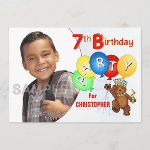Invitation 7e fête d'anniversaire Royal Teddy Bear