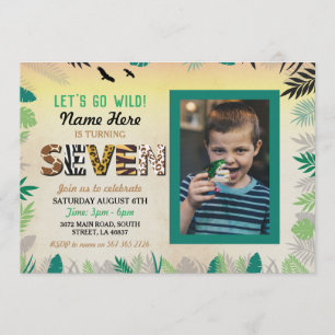 Invitation 7ème Fête d'anniversaire Wild Sept Safari ZOO Phot