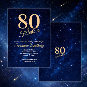 Invitation 80 ans et Fabuleux Ciel Nocturne Doré Anniversaire