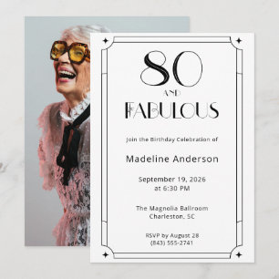 Invitation 80 ans et Fabuleux Photo Noir Blanc 80e Anniversai