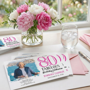 Invitation 80 et Fabuleux Photo Rose Noir 80e Anniversaire