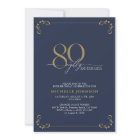 80 & Fabuleux Blue & Gold Calligraphy Anniversaire