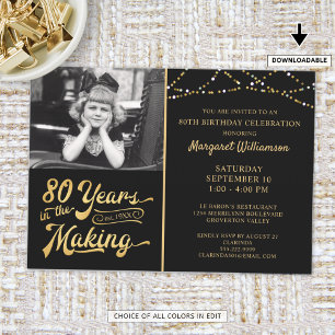 Invitation 80e anniversaire 80 ans dans la fabrication Black