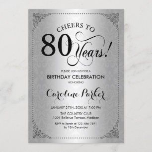 Invitation 80e anniversaire - Argent Damask