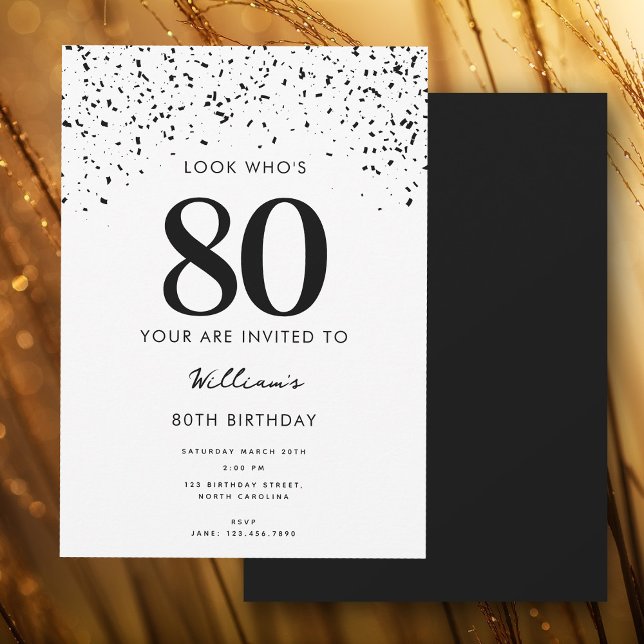 Invitation 80e anniversaire de fête Look Qui est 80 moderne (80th Birthday Party Look Who's 80 Modern Invitation)