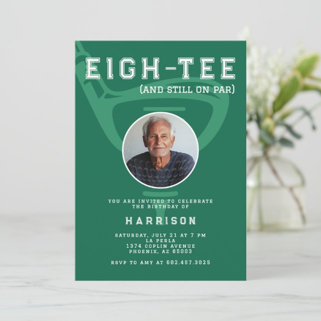 Invitation 80e anniversaire de fête Photo Modern Golf Green (Debout devant)