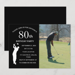 Invitation 80e anniversaire de la fête Golfer Black Park Golf