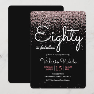 Invitation 80e anniversaire fabuleux Parties scintillant rose