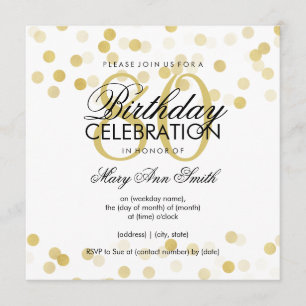 Invitation 80e anniversaire Faux Gold Foil Parties scintillan