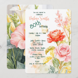 Invitation 80e anniversaire Fête des magnifiques fleurs de pr