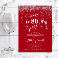 80e Anniversaire - Joue À 80 Ans Argent Rouge