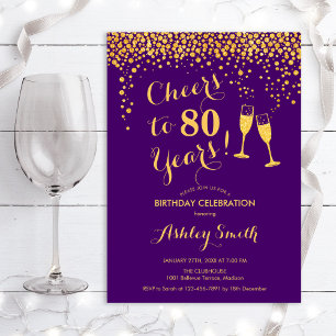 Invitation 80e Anniversaire - Joue À 80 Ans D'Or Violet