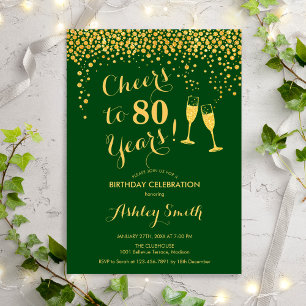 Invitation 80e Anniversaire - Joue À 80 Ans Or Vert