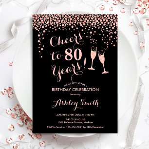 Invitation 80e Anniversaire - Joue À 80 Ans Rose Or Noir