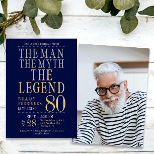 Invitation 80e anniversaire L'homme Le mythe La légende Photo