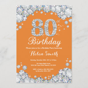 Invitation 80e anniversaire Orange et Silver Diamond