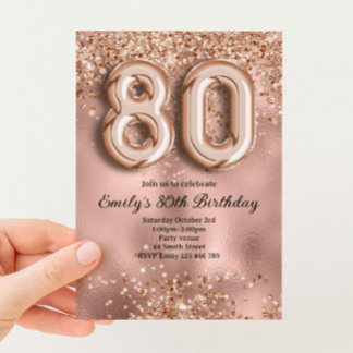 Invitation 80e Anniversaire Paillettes Rose Gold