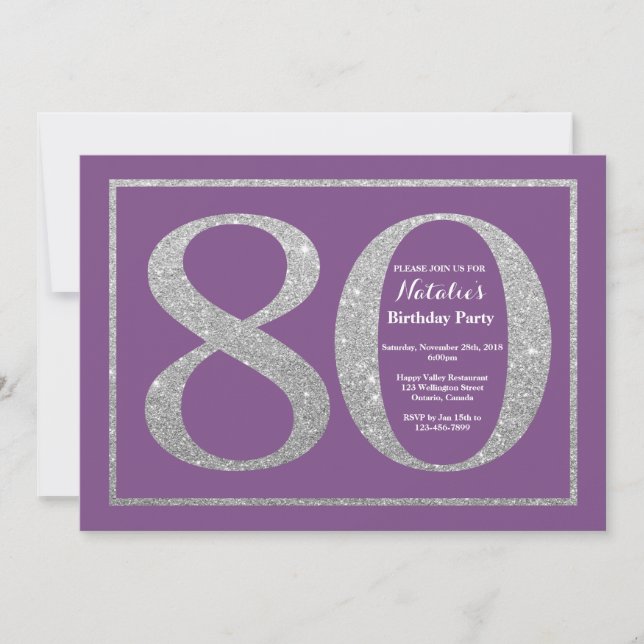 Invitation 80e anniversaire Parties scintillant vi (Devant)