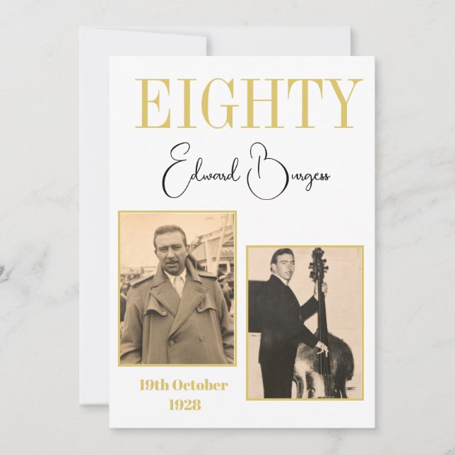 Invitation 80e anniversaire Photo Homme moderne Anniversaire (Devant)