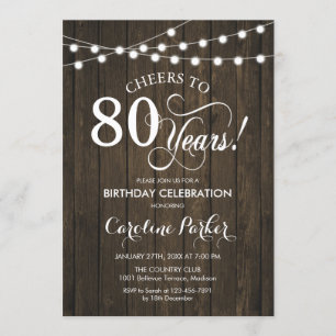 Invitation 80e anniversaire - Rustic Wood Motif
