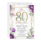 80e Anniversaire Soirée Elegant Gold Purple Peony